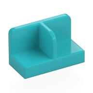 Panel 1 x 2 x 1 with Rounded Corners and Central Divider (Medium Azure)