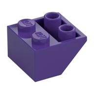 Brick Sloped Inverted 45° 2 x 2 [Ovoid Bottom Pin, Bar-sized Stud Holes] (Dark Purple)