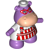 Duplo Figure Hippo with Red and White Apron Print (Hallie) (Medium Lavender)