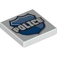Tile 2 x 2 with 'POLICE' on Badge Print (White)