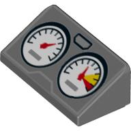 Brick Sloped 30° 1 x 2 x 2/3 with 2 Gauges/Dials Print (Dark Bluish Gray)