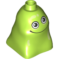 Duplo Brick 2 x 2 x 2 Bag Shaped with Black and White Eyes and Thin Wide Mouth Print (Blodger Blopp) (Lime)