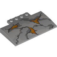 Brick Curved 5 x 8 x 2/3 with Rock Cracked 3 Lava Hole Print (Light Bluish Gray)