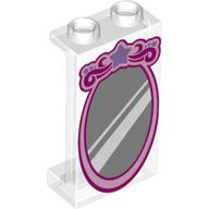 Panel 1 x 2 x 3 with Side Supports - Pink Outline Mirror - Hollow Studs (Trans-Clear)