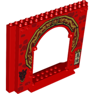 Panel 4 x 16 x 10 with Asian Arch and Dragon Head Print (Red)