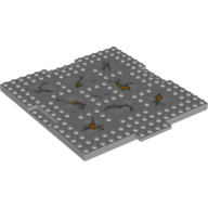 Plate Special 16 x 17 x 2/3 with 1 x 4 Recessed with Cracks and Bursting Lava Print (Light Bluish Gray)
