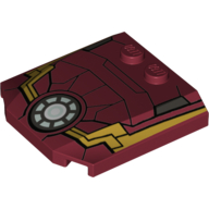 Brick Wedged, Curved Triple 4 x 4 x 2/3, 2 Studs with Iron Man Armor and Round Arc Reactor Print (Dark Red)