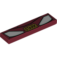Tile 1 x 4 with Iron Man Mask and Gold 'STARK' Print (Dark Red)