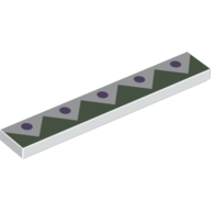 Tile 1 x 6 with Sand Green Edge Triangles and 5 Lavender Dots Print (White)