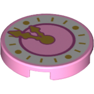 Tile Round 2 x 2 with White Clockface and Gold Hands Print (Bright Pink)