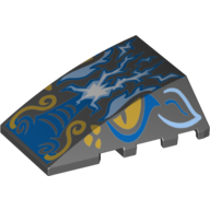 Brick Wedged, Curved 4 x 4 No Top Studs with Dragon Head and Blue Lightning Print (Black)
