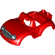 Duplo Car Body with Windscreen Frame with White Headlights Print (Red)