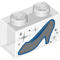 Brick 1 x 2 with Glass Slipper (Shoe) Print (Trans-Clear)
