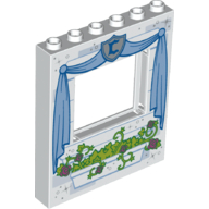 Panel 1 x 6 x 6 with Window with Flowers and Blue Curtains Print (White)