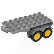Duplo Trailer Flatbed 4 x 8 with Hook and 4 Yellow Wheels (Light Bluish Gray)