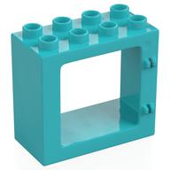 Duplo Door / Window Frame Flat Front Surface, Completely Open Back (Medium Azure)