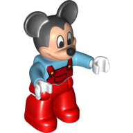 Duplo Figure Mickey Mouse with Red Overalls (Medium Azure)