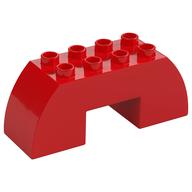 Duplo Brick 2 x 6 x 2 Curved with 2 x 2 Cutout on Bottom (Red)