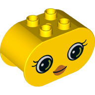 Duplo Brick 2 x 4 x 2 Rounded Ends with Female Face, Lipstick, Eyelashes Print (Yellow)
