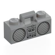 Equipment Radio / Boom Box with Handle and Black Trim Print (Light Bluish Gray)