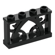 Fence Ornamented 1 x 4 x 2 with 4 Studs (Black)