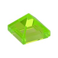 Brick Sloped 45° 1 x 1 x 2/3 Quadruple Convex [Pyramid] (Trans-Bright Green)