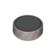 Tile Round 1 x 1 with Silver Circle Print (Flat Silver)
