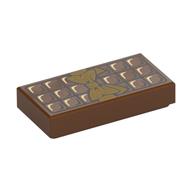 Tile 1 x 2 with Chocolate Bar Print (Reddish Brown)
