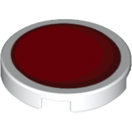 Tile Round 2 x 2 with Red Circle Stylized Red Sun Print (White)