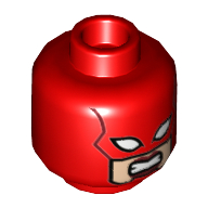 Minifig Head Captain Marvel, Mask, Light Nougat Face, Red Lips, Clenched Teeth Print (Red)