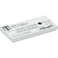 Tile 2 x 4 with 'THE BRICK BANK TRUST PAY TO CONTEST WINNER FIVE HUNDRED STUDS' Check Print (White)