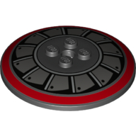 Dish 6 x 6 Inverted (Radar) with Dark Red Circle and Dark Bluish Gray and Metallic Silver Fan Blades Print (Black)