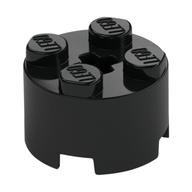 Brick Round 2 x 2 with Axle Hole (Black)