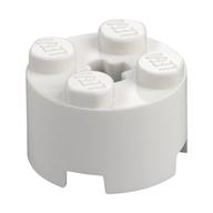 Brick Round 2 x 2 with Axle Hole (White)