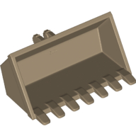 Construction Vehicle Bucket 3 x 6, 7 Hinge Teeth (Dark Tan)