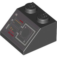 Brick Sloped 45° 2 x 2 with Controls, Buttons, and Navigation Display Print (Black)