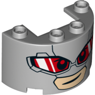 Cylinder Half 2 x 4 x 2 with 1 x 2 Cutout with Giant-Man Face with Red and White Goggle Lenses Print (Light Bluish Gray)
