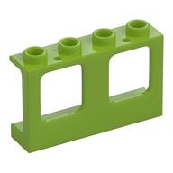 Window 1 x 4 x 2 Plane, Hollow Studs, Single Hole Top and Bottom for Glass (Lime)