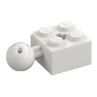 Technic Brick Special 2 x 2 with Ball and Axle Hole, with 6 Holes in Ball (White)