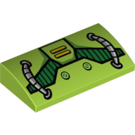 Brick Curved 2 x 4 x 2/3 No Studs with Hoses and Machinery Print (Lime)