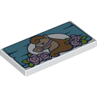 Tile 2 x 4 with Stylised Friends Pony Print (White)