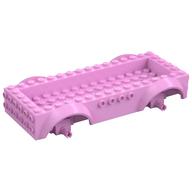 Vehicle Base 8 x 16 with Wheel Arches, Front and Side Studs, and 4 x 14 Recessed Studded Section, 3 Holes, Bright Pink Wheel Clip Pins (Bright Pink)