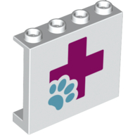 Panel 1 x 4 x 3 with Pink '+' and Blue Paw Print (White)