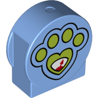 Duplo Brick 1 x 3 x 2 Round Top, Cut Away Sides with Paw Print (Medium Blue)