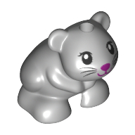Animal, Hamster, Black Eyes, Whiskers, Magenta Nose (Light Bluish Gray)
