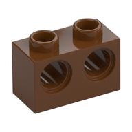 Technic Brick 1 x 2 [2 Pin Holes] (Reddish Brown)