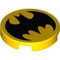 Tile Round 2 x 2 with Black Batman Logo Print (Yellow)
