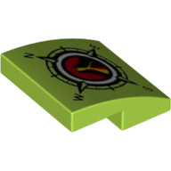 Brick Curved 2 x 2 x 2/3 with Compass Print (Lime)