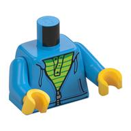 Torso, Hoodie with Zipper over Lime and Green Striped Shirt Print, Dark Azure Arms, Yellow Hands (Dark Azure)