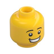 Minifig Head, Eyebrows, Open Mouth Smile, with Teeth (Yellow)